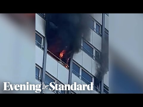 Footage of fire breaking out in tower block near Grenfell Tower