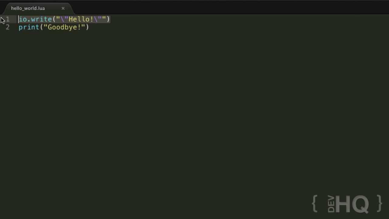 Lua Tutorial #2: Hello World
