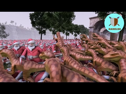 17.000 Velociraptors vs 16.000 Santas- Ultimate Epic Battle Simulator 2- UEBS 2