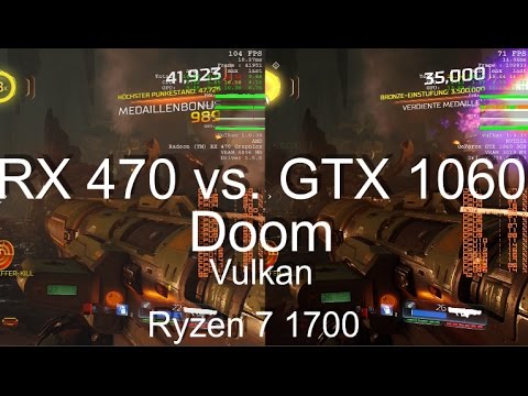 Doom AMD RX 470 vs. Nvidia GTX 1060 Frame-rate Test ( Ryzen 7 1700 / MSI B350M Gaming Pro )
