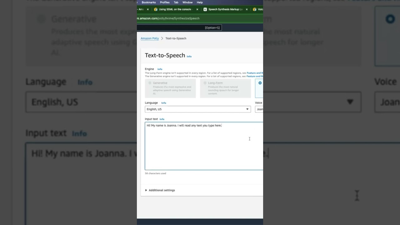 AWS Polly FREE TEXT TO SPEECH