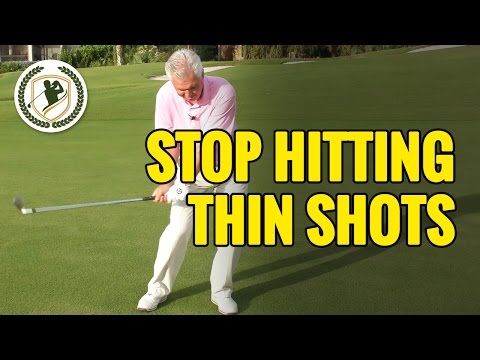 Part of a video titled HOW TO STOP HITTING THIN GOLF SHOTS - YouTube
