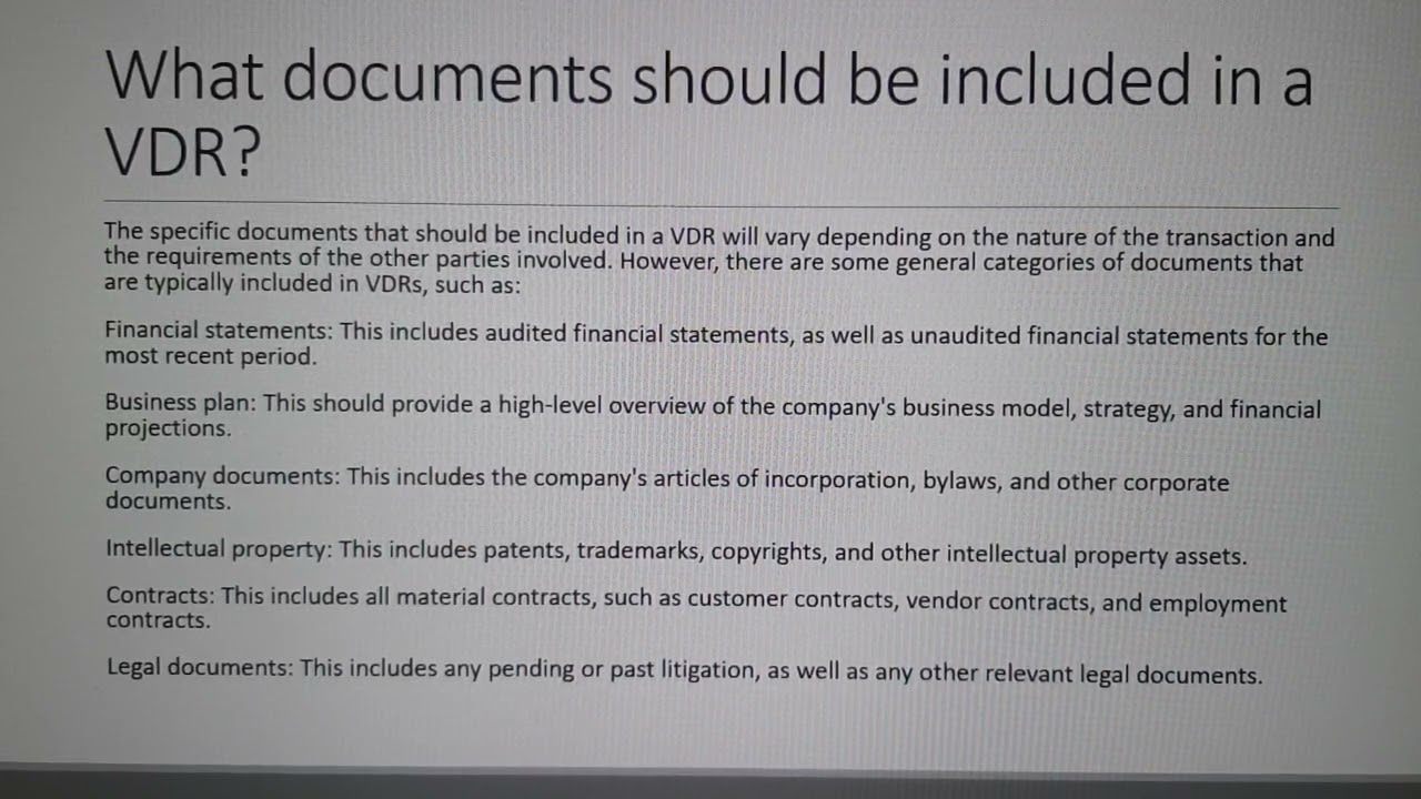 Yadav Tech’s Essential VDR Guide Perfect Document List for Your Virtual Data Room