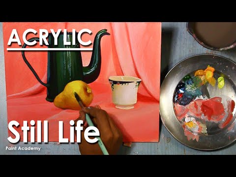 Acrylic Painting Still Life Composition | Jug Cup Fruit