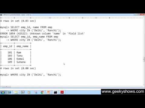 31 NOT IN operator in SQL Hindi