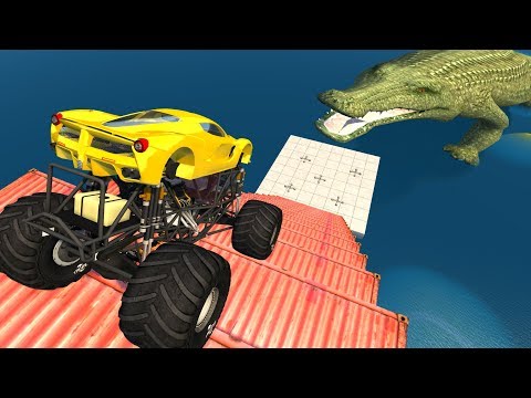 Jumping Crashes&Deadly Fall from the Stairs - Beamng drive (Giant Crocodile)