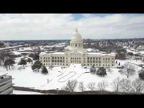 02-18-2021 Central AR - Aerial views of the heavy record snowfall that hammered Central Arkansas