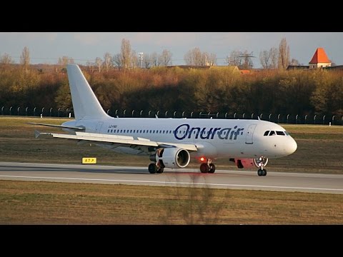 Onur Air A320 Landing at Leipzig/Halle Airport (Germany) Video
