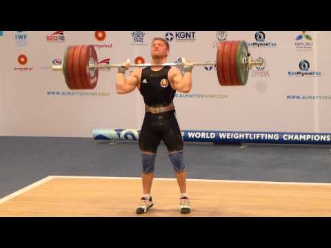 Almaty 2014 Men 85 kg Pavel Khadasevich clean and jerk 196 kg
