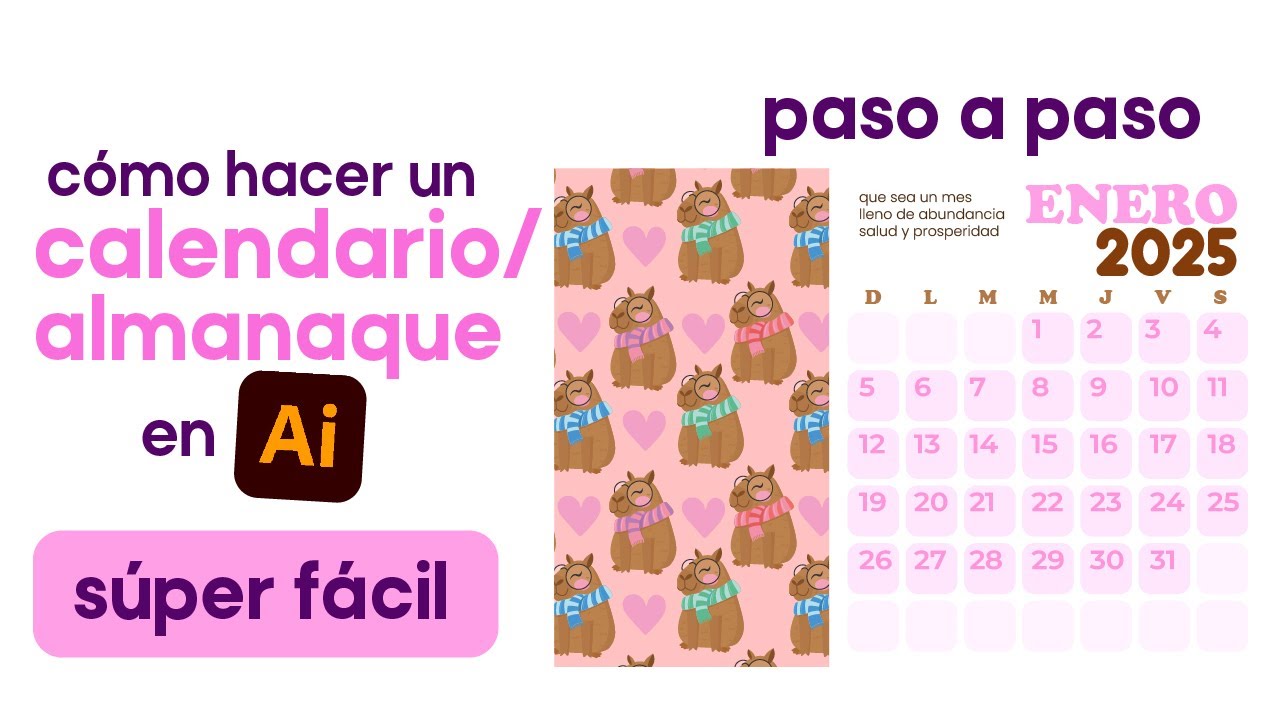 DISEÑA UN CALENDARIO/ALMANAQUE PASO A PASO EN ILLUSTRATOR  🗓️🎀| Curso de Illustrator | Catina