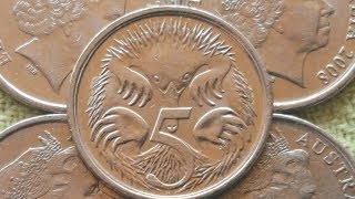 Australian 5 cent error 2008 double rim