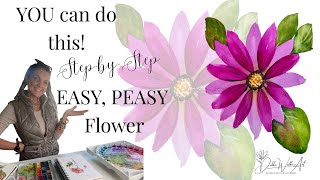 Hot Pink Daisy–Sunflower Combo 🌸 A Fun Watercolor Tutorial Using Light & Dark for POP!