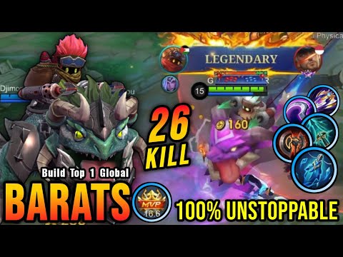 26 Kills No Death!! Barats Damage Build 100% Unstoppable!! - Build Top 1 Global Barats ~ MLBB