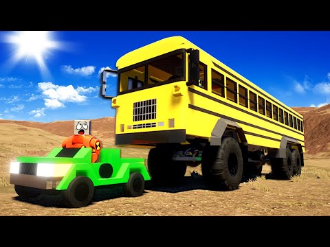I Used a MONSTER TRUCK BUS in a Canyon Race! (Lego Brick Rigs)