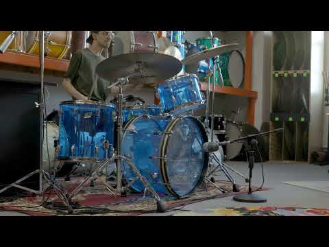1970s Ludwig Blue Vistalite 14x22 9x13 and 16x16 Drum Set