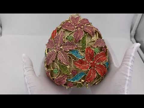 Egg Shaped Oval Rhinestone Purse Diamond Floret Crystal Clutch - CrystalClutch.com