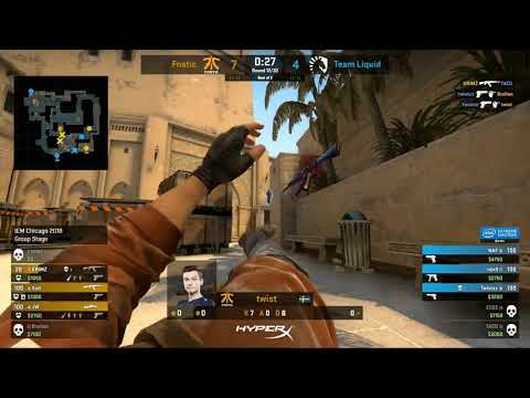 Liquid Twistzz insane deagle ACE vs Fnatic [Map1/MIrage] - Group B UB Round 3 -IEM Chicago 2018