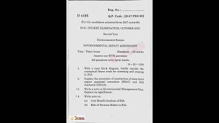 Environmental Impact Assessment|Question paper|