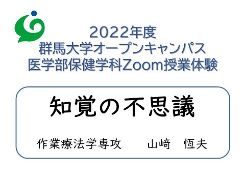 Zoom体験授業　医学部保健学科　作業療法学専攻　教授　山﨑　恆夫「知覚の不思議」2022.7.21実施分