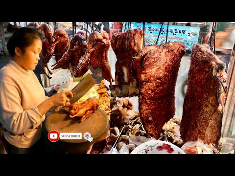 VERY Popular Chopped Meat, Roasted Duck, Pork Head Skin & More - Best Cambodian Street Food