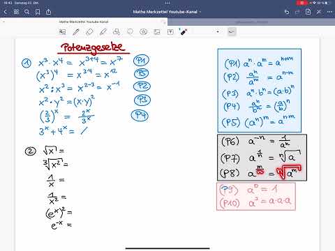 Potenzgesetze, Beispiele, Übungen zu Potenzen, Gesetze, mit Übersicht der einfachen Potenzen￼