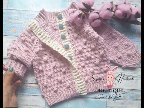 Jacheta crosetata -Model Bobite 3/ 6 ( tutorial video pas cu pas) -Crochet jacket - Bobble stitch