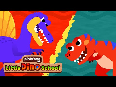 Spinosaurus vs Tyrannosaurus Rex | Dinosaur Cartoon | Dinosaur Musical | Pinkfong Little Dino School