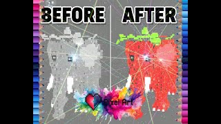 Coloring Strawberry Elephant from Steal A Brainrot in Pixel Art Coloring Book!!