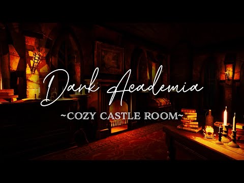 Secret Castle Room | Dark Academia | Piano, Rain, Fire