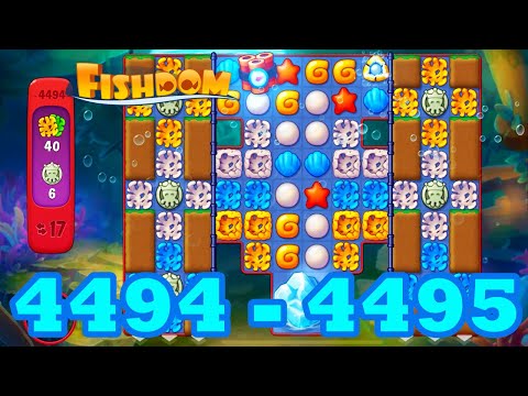 Fishdom Level 4494 - 4495 HD Walkthrough | 3 - match puzzle | gameplay | android | GameGo Game | IOS