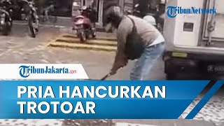 Viral Video Pria di Ambon Hancurkan Trotoar Pakai Palu karena Jadi Penyebab Istrinya Terjatuh