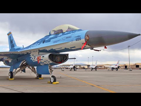 F-16 Fighting Falcon Preparation and Painting, Take Off and Flight of the 20,300-pound Fighter Jet