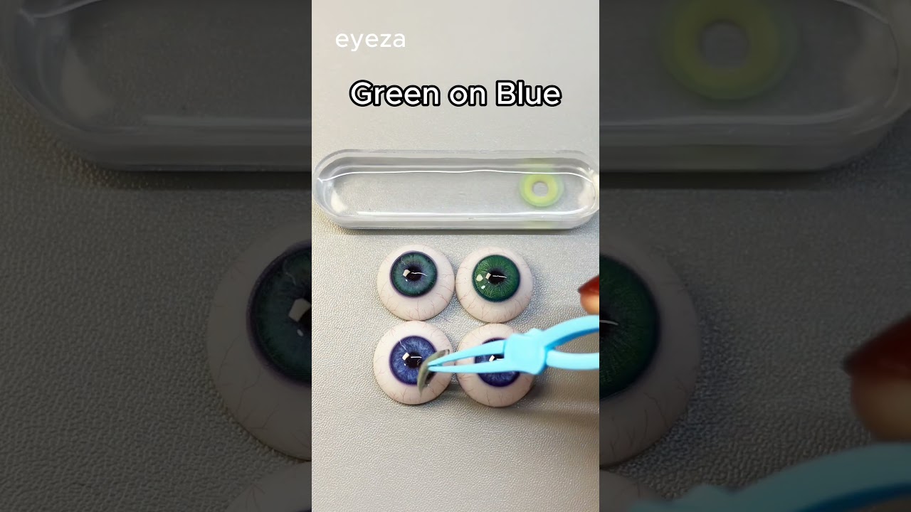 ✨ Green contacts on blue eyes — the transformation is unreal! 💚💙Get 4 pairs for just $49 😍 #lenses