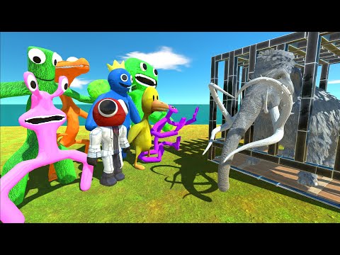Jumbo Josh and Rainbow Friends Rescue Mammoth From Monster - Animal Revolt Battle Simulator