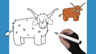 How To Draw A Highland Cow - EASY Tutorial