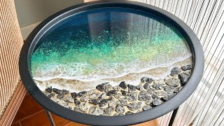 Golden Resin Beach Table: Resin Art Tutorial