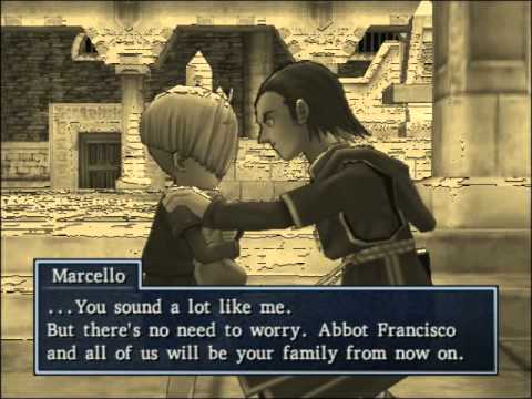39 Dragon Quest 8 Cut-scene - Angelo Discusses His Past at Riverside Chapel