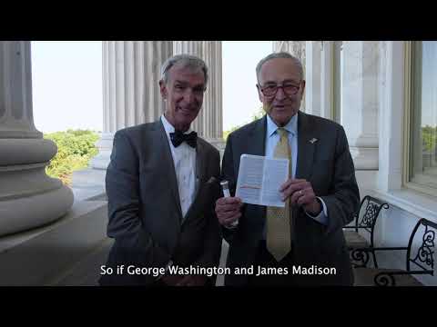 Bill Nye and Chuck Schumer discussing space