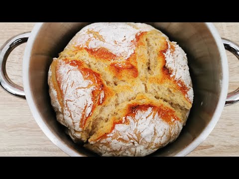 Einfaches Brot aus NUR 4 Zutaten im Topf - Brot ohne Kneten - auch für Anfänger 🍞💥