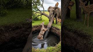 Download lagu Hero baby Fawn & Brave Elephant Team Work Rescues Mother Deer Drowning In Deep Pit! #humanity #deer mp3