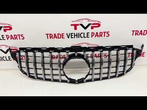 Fits Mercedes C Class W205 2014-2018 Front Bumper Grille Gloss Black With Chrome Slats video