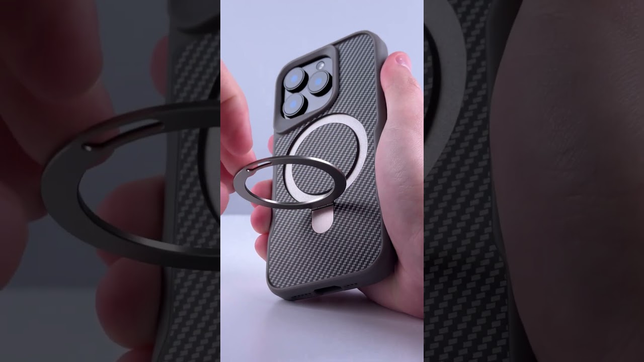 TPU+PC чехол Metal Buttons with MagSafe Carbon Ring для Apple iPhone 17 (6.3) Черный