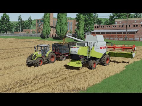 Claas Lexion 560, Axion 850 harvesting wheat, Sosnovka, FS25