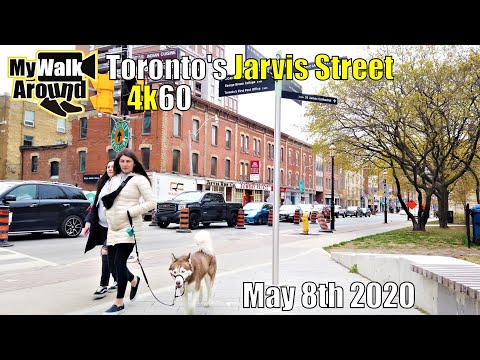 Downtown Toronto Pandemic walk on Jarvis Street on May 8 2020 (Toronto 4k video)