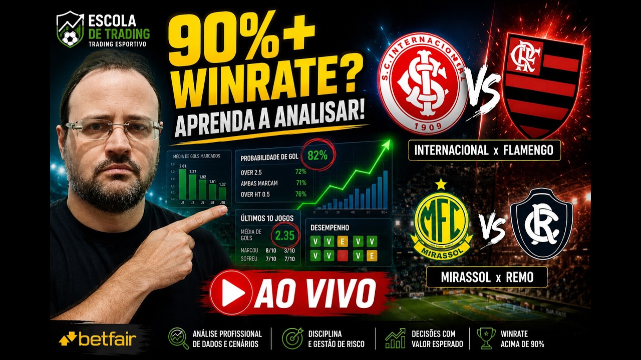 🔥TRADING ESPORTIVO AO VIVO | Como Analisar Jogos e Manter 90%+ de Winrate | Internacional x Flamengo