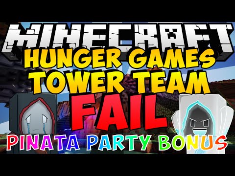 Minecraft Hunger Games | Tower Team Fail | Pinata Party Bonus!