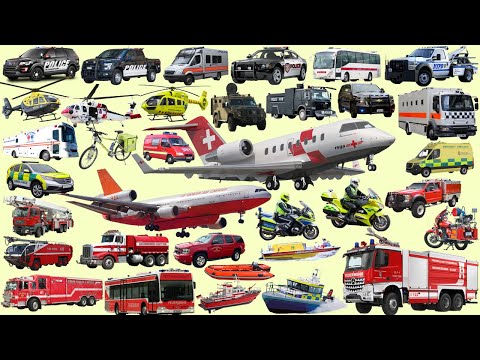 Emergency Vehicles for Kids | Police Car, Fire Truck, Rescue Trucks and Ambulance Learning Video