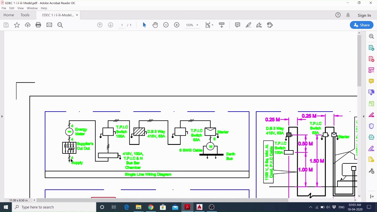 10HP Squirrel Cage Induction Motor Single Line Wiring Diagram In CAD