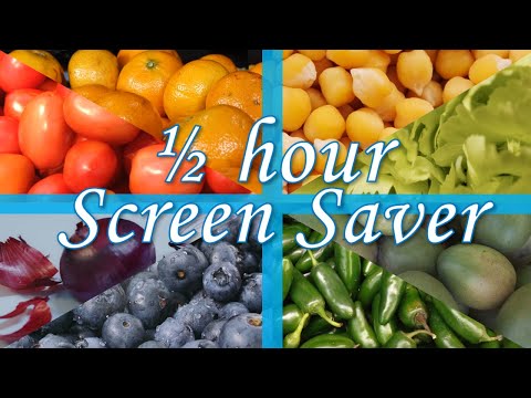 Silent Screensaver, ½ hour, Relaxing Backdrop of Fruit and Veg for Healthy Eating