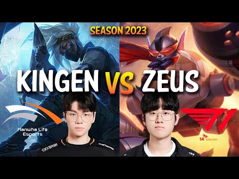 HLE Kingen vs T1 Zeus - Kingen AKALI vs Zeus RUMBLE Top - Patch 13.13 KR Ranked